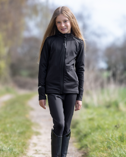 EQUIDRY Children's Water Repellent Zip up Top Black/White