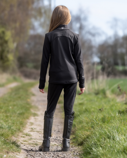 EQUIDRY Children's Water Repellent Zip up Top Black/White