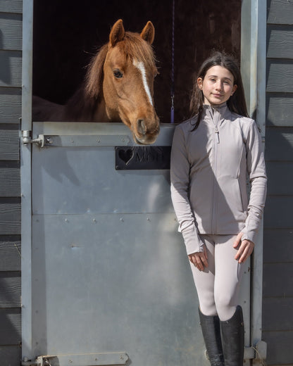 EQUIDRY Children's Water Repellent Zip up Top Sand/White