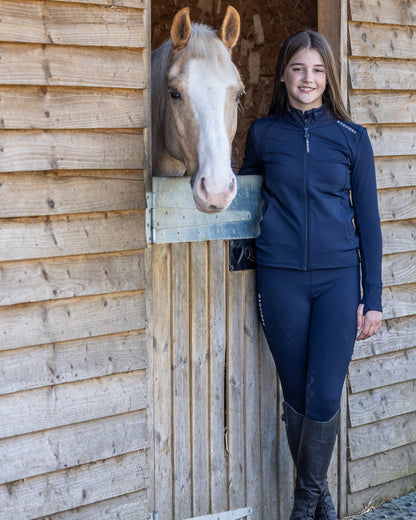 EQUIDRY Children's Water Repellent Zip up Top Navy/White