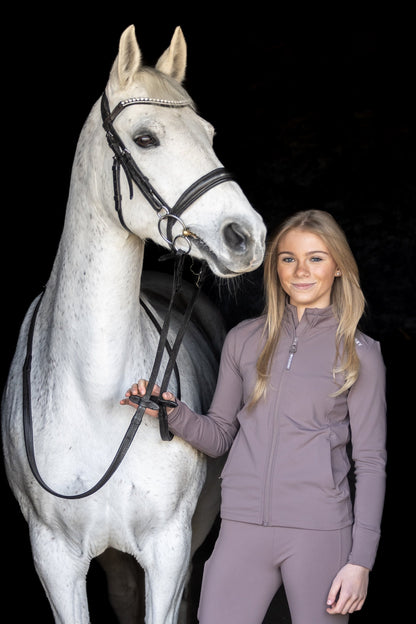 EQUIDRY Children's Water Repellent Zip up Top Mocha/White