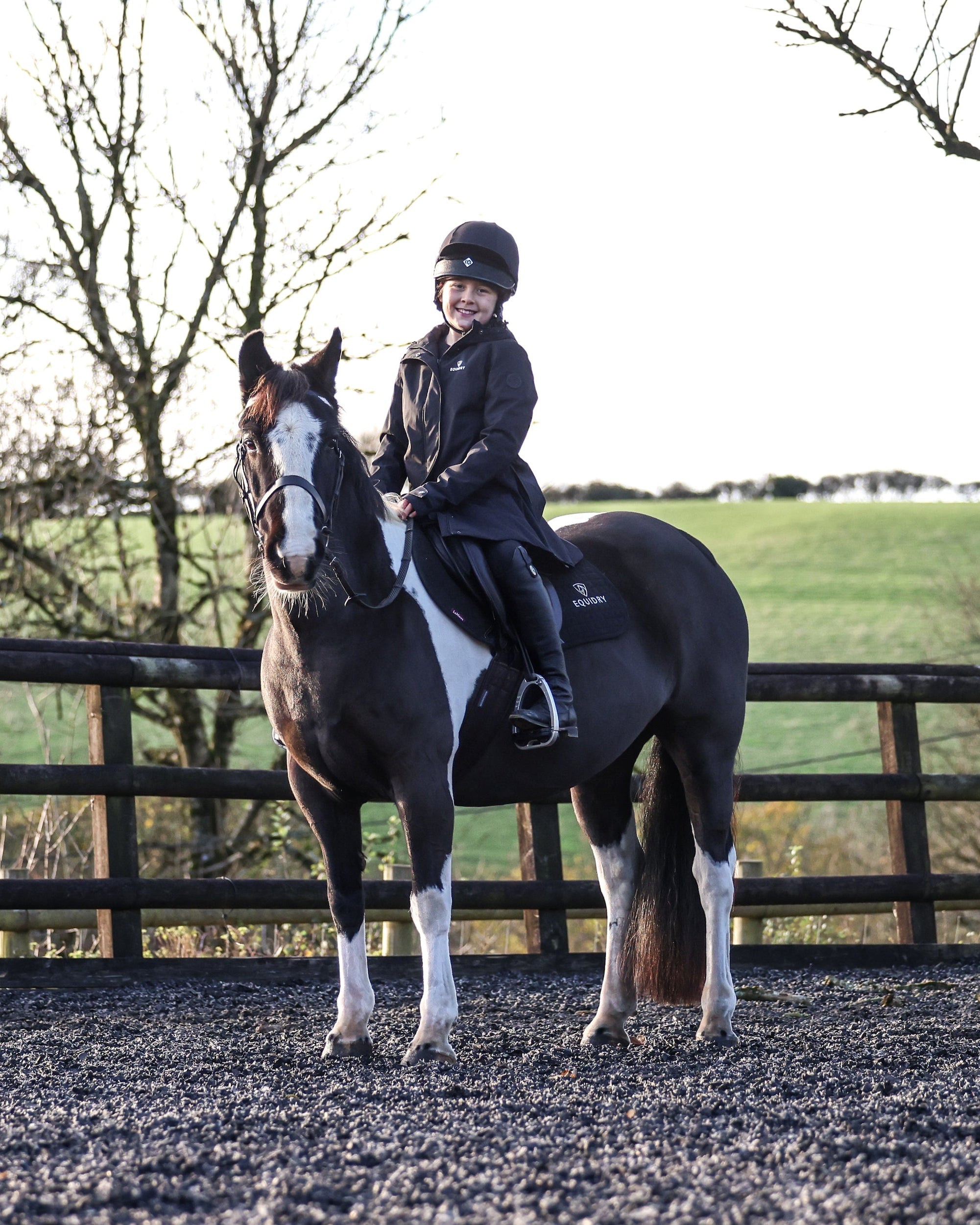 EQUIDRY Bronte Waterproof Riding Coat Girl's Black