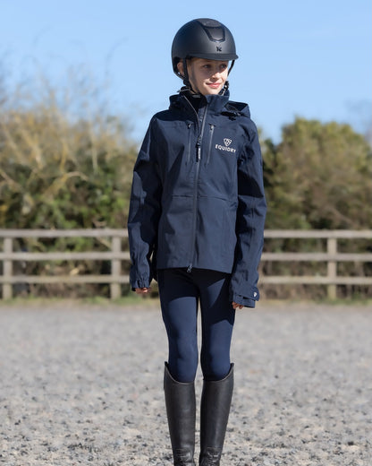 Girl's EQUIDRY Varsha Waterproof Riding Jacket Navy - Equestrian Apparel