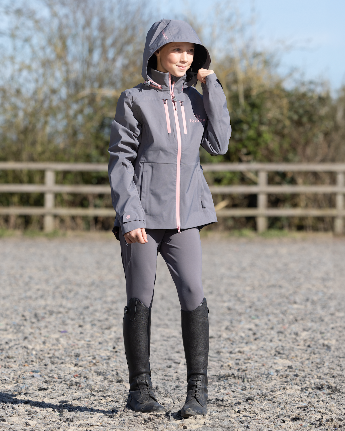 EQUIDRY Varsha Waterproof Riding Jacket Girl's Grey