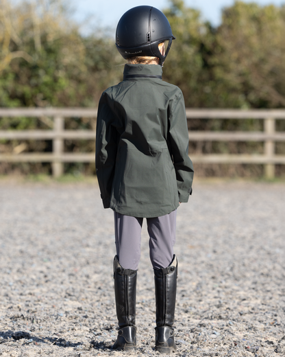 EQUIDRY Varsha Waterproof Riding Jacket Girl's Black Forest Green