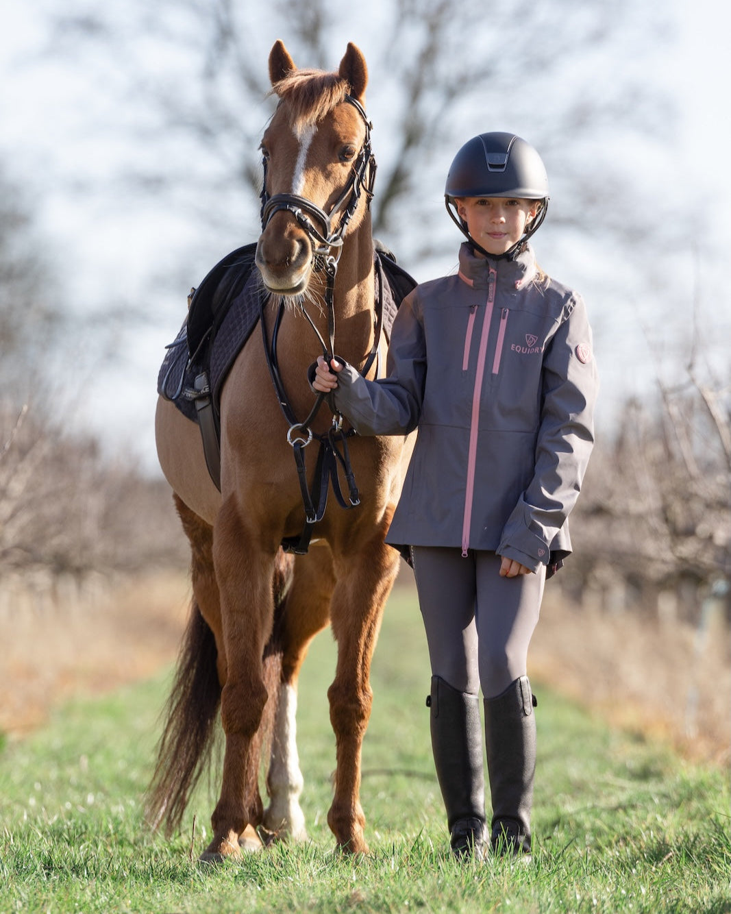 EQUIDRY Varsha Waterproof Riding Jacket Girl's Grey