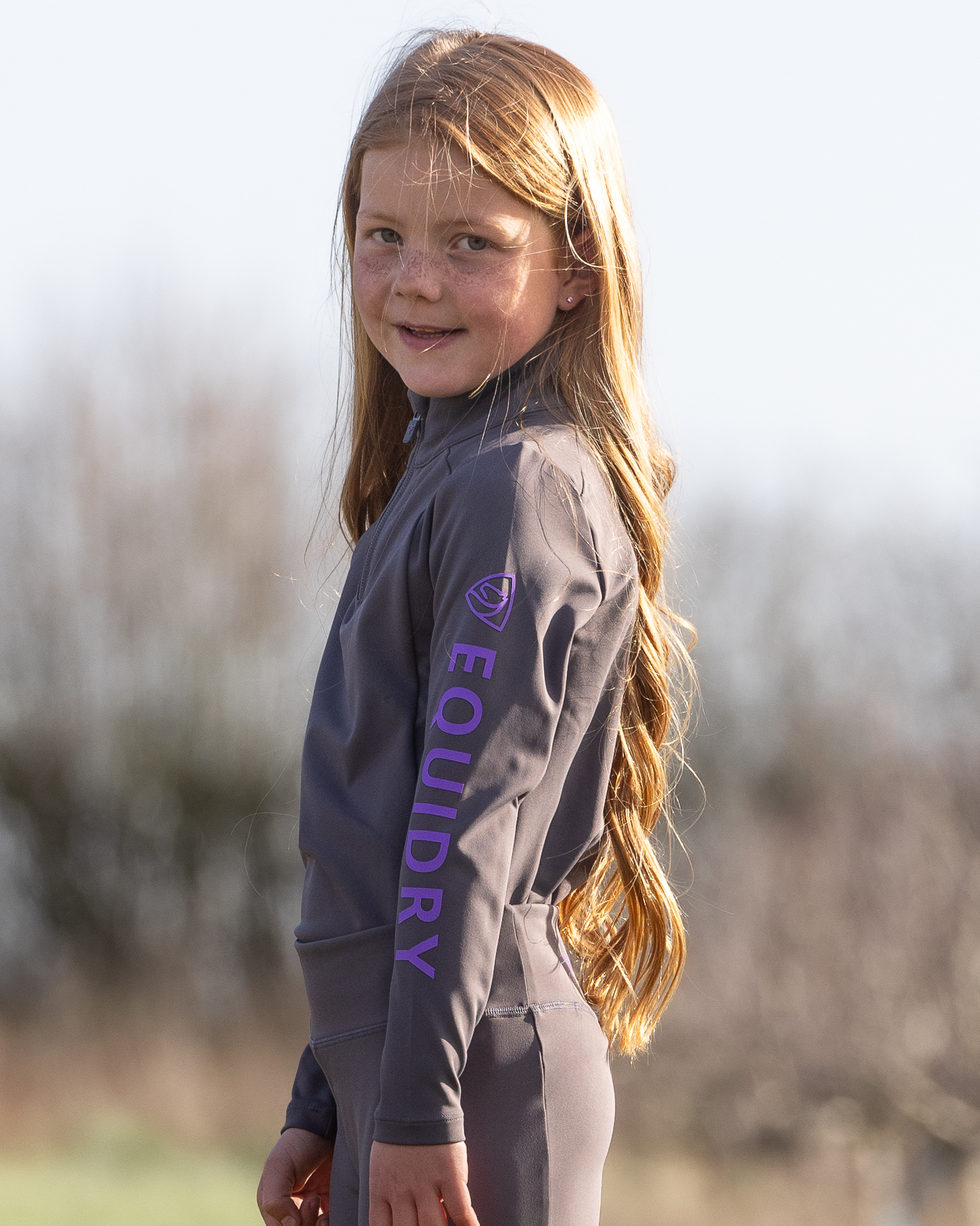 Equidry Children's Water Repellent Base Layer - Grey/Lilac Equestrian Apparel. Equiflair store.