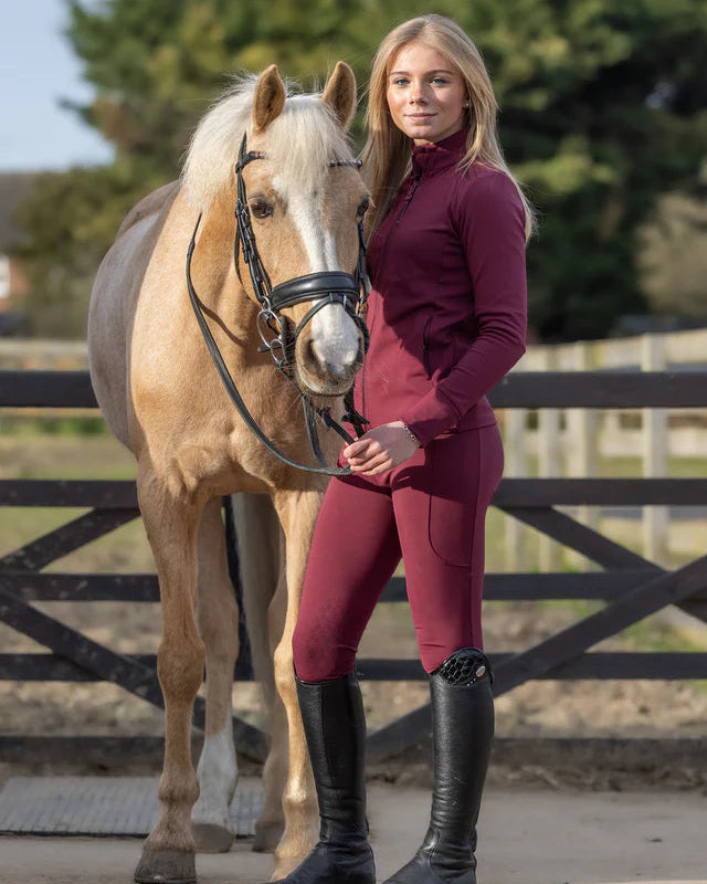 EQUIDRY Water Repellent Leggings Full Seat Children's Plum/Black