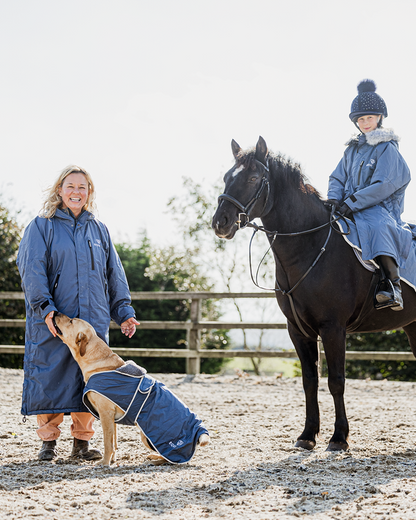 Equidry Waterproof Dog Coat Steel Blue Family Horse Riding Equiflair | Mother Daughter Equestrian