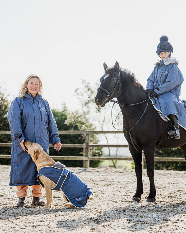 Equidry Waterproof Dog Coat Steel Blue Family Horse Riding Equiflair | Mother Daughter Equestrian