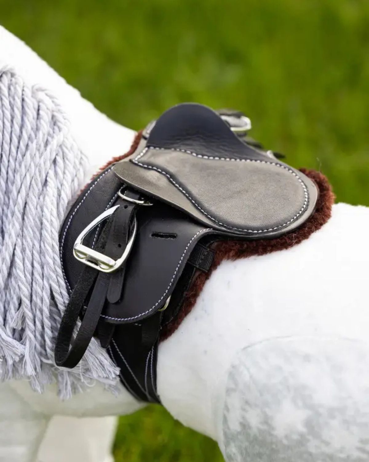 LeMieux Toy Pony Showing Numnah Brown: Miniature saddle pad for toy horses, ideal for equestrian play.