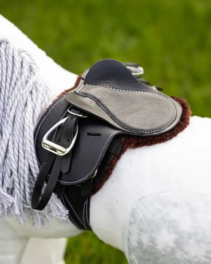 LeMieux Toy Pony Showing Numnah Brown: Miniature saddle pad for toy horses, ideal for equestrian play.