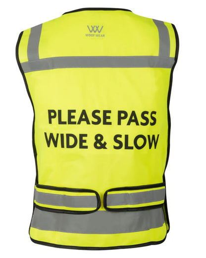 Woof Wear Hi Vis Riding Vest - High Visibility Equestrian Safety Vest - Please Pass Wide & Slow