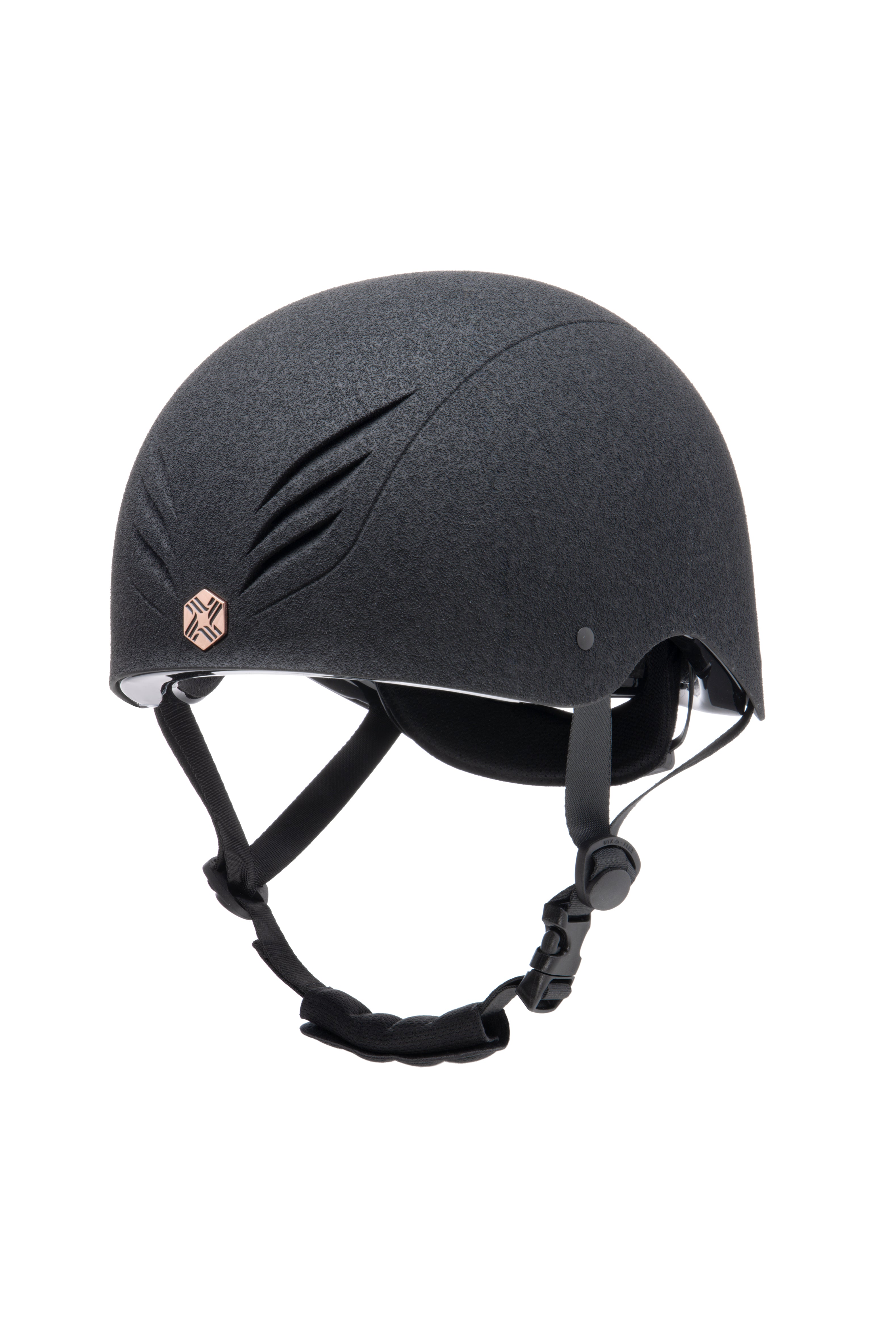 Charles Owen EQX Phoenix Black/Rose Gold Jockey Skull Riding Helmet
