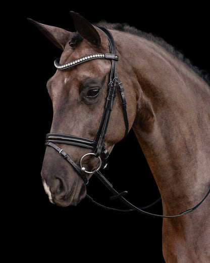 Schockemohle Palermo Horse Bridle - Black Leather, Crystal Browband, Anatomical Design