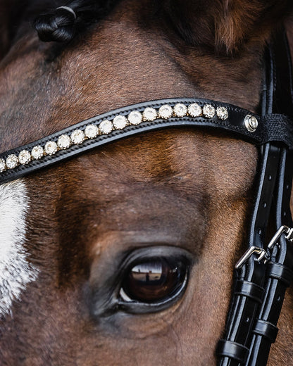 Schockemöhle Palermo Black Leather Horse Bridle with Silver Fittings & Crystal Browband - Anatomical Comfort