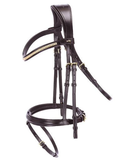 Schockemohle Bridle Monza C dark brown/gold - Snaffle Bridle Horse Leatherwork VB