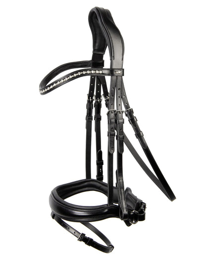 SCHOCKEMOHLE Brantford Dressage Bridle - Black Leather with Silver Crystal Browband - Anatomical Horse Tack - Snaffle…