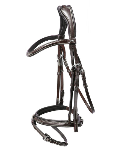 Schockemohle Tokyo F Select Bridle: Espresso leather, Cream stitching, Silver fittings. Equestrian tack for horses. -…