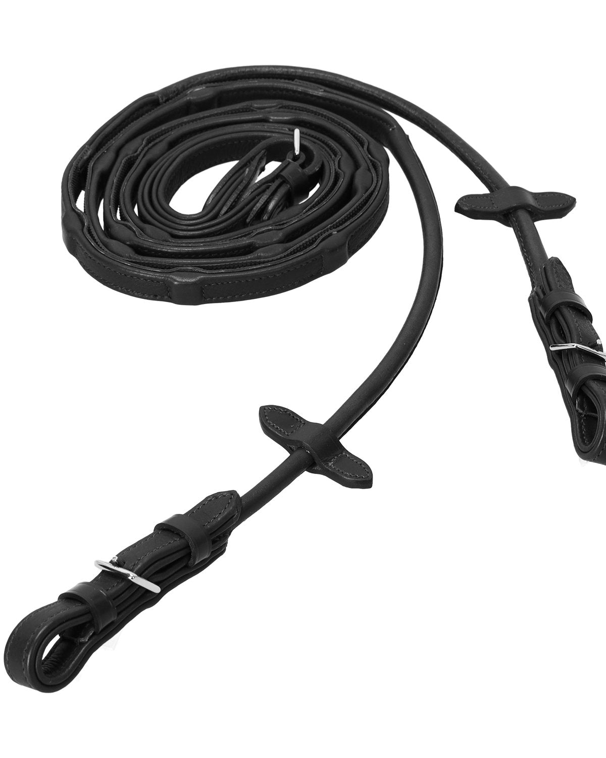 Schockemohle Reins Durasoft Rolled Grip black/silver