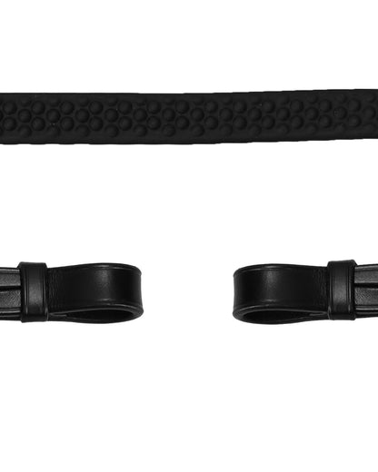 SCHOCKEMOHLE Rubber Reins - Soft Rubber Dots, Black & Silver - Equestrian Horse Riding Equipment