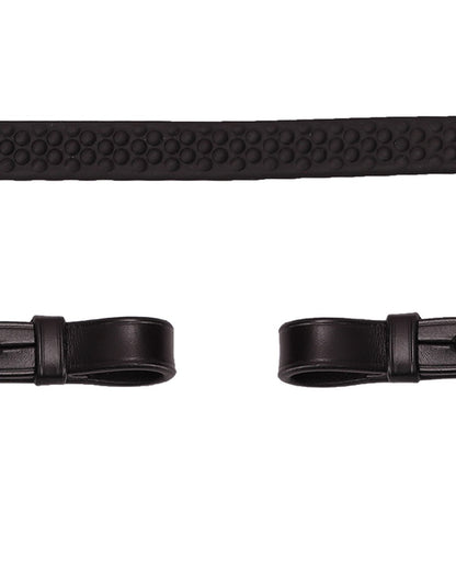 Schockemohle Rubber Reins with Soft Rubber Dots, Dark Brown/Silver - Horse Riding Equipment