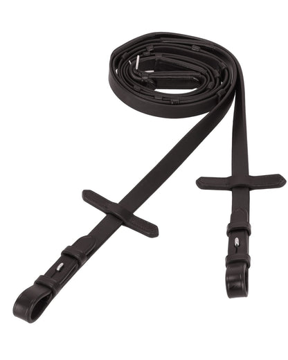 Schockemohle Soft Rubber Reins with Robber Stops - Dark Brown/Silver - Equiflair Equestrian Equipment