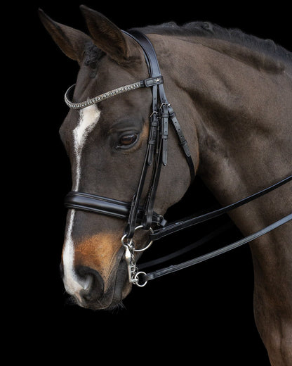 Schockemohle Double Bridle Brindisi black/grey/silver