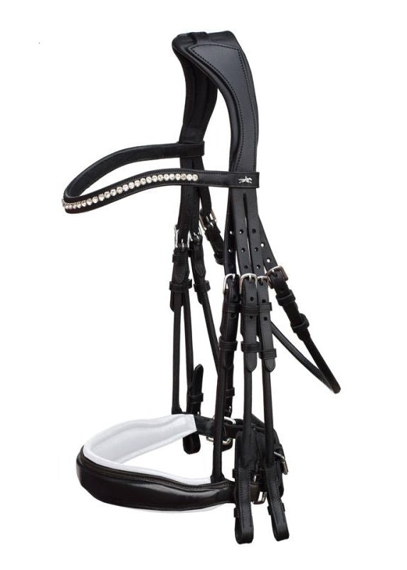 Schockemohle Double Bridle Venice Black/Patent/White/Silver | Equiflair