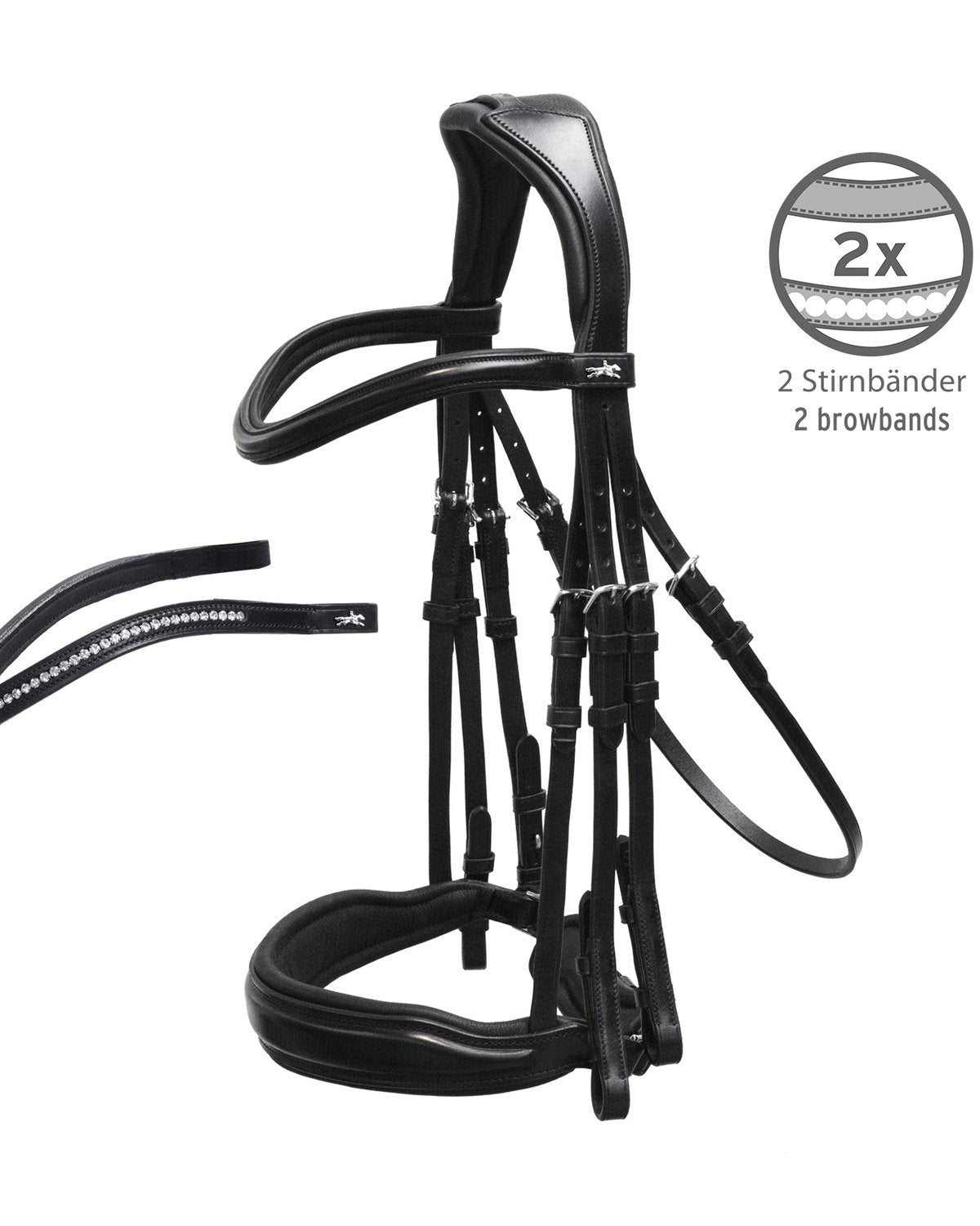 Schockemohle Double Bridle Milan black/silver