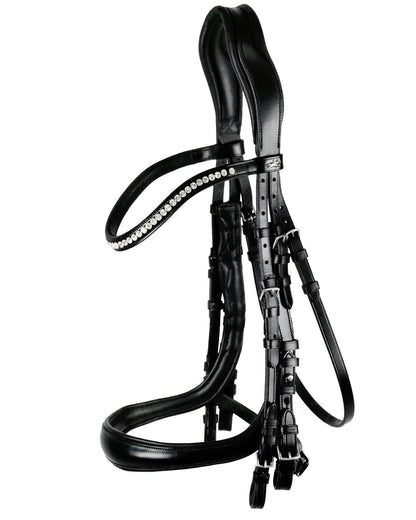 SCHOCKEMOHLE EQUITUS GAMMA Double Bridle - Black Leather Horse Bridle with Silver Detailing for Dressage | Equiflair