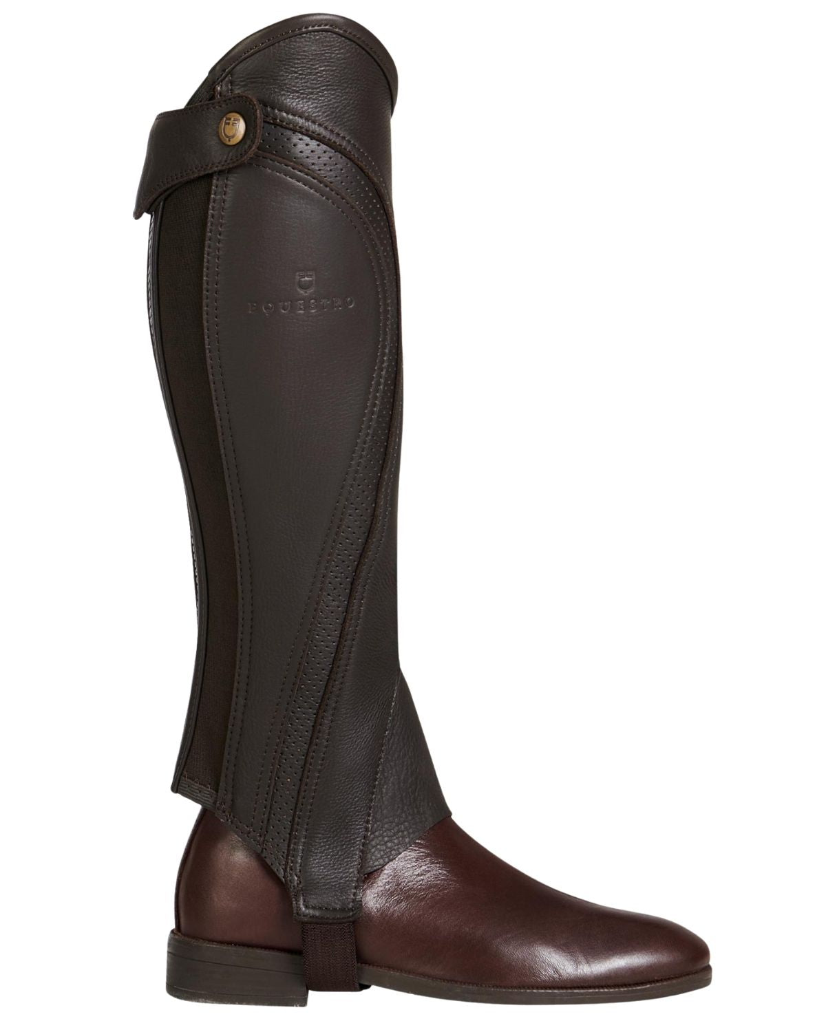 Equestro Unisex Gaiters Perforated Leather Maximum Comfort Brown