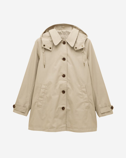 Joules Rainmore Women's Waterproof Raincoat - Neutral Hooded Button-Front Jacket