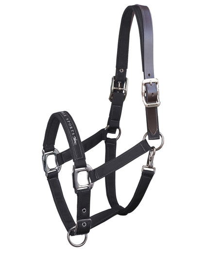 SCHOCKEMOHLE Memphis Breakaway Horse Halter - Black. Premium head collar with leather & nylon options, ideal for safety & everyday use.