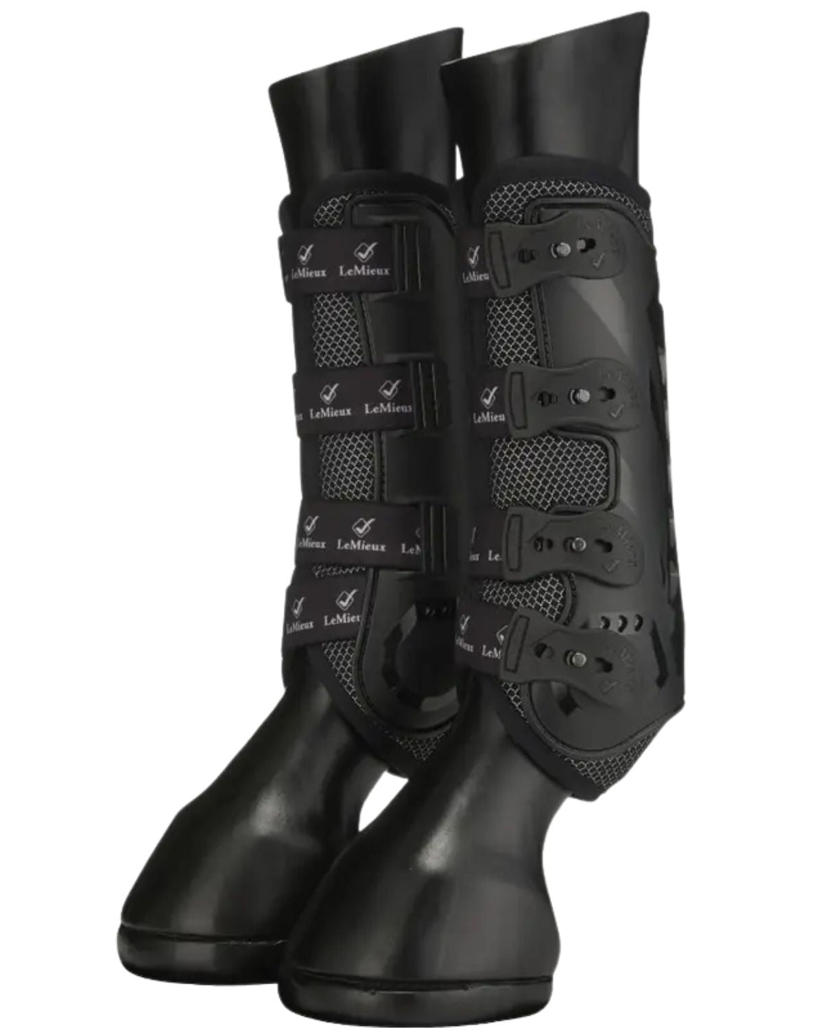 LeMieux Ultra Mesh Snug Horse Hind Boots - Black Equestrian Leg Protection - Equiflair