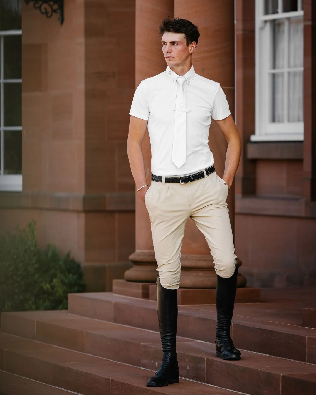 LeMieux Mens Elite Classic Pleated Breech Beige - Equestrian Riding Breeches for Comfort & Performance - Shop Equiflair