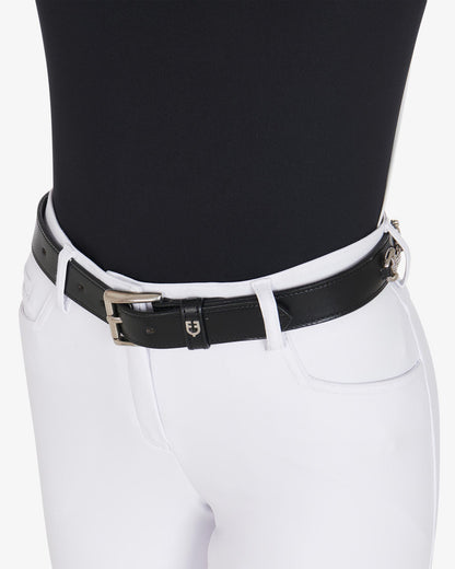 Equestro Leather Belt With Snaffle Bits And Rhinestones Black Silver | Equiflair