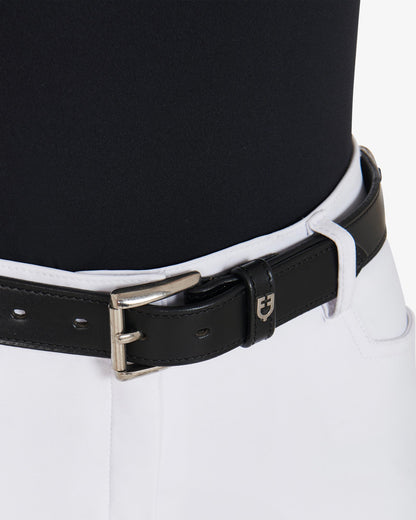 Equestro Leather Belt With Snaffle Bits And Rhinestones Black Silver | Equiflair