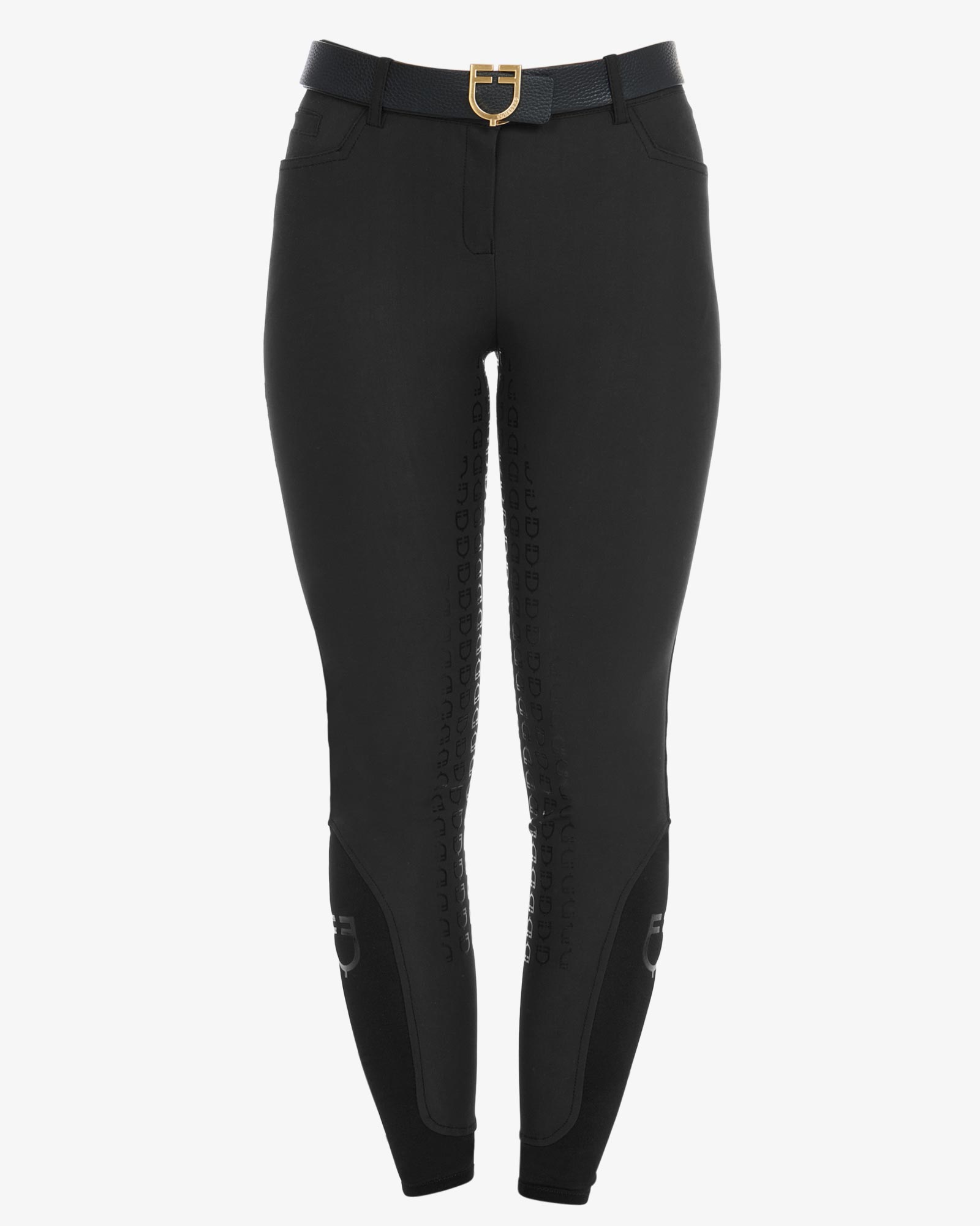 Equestro Women's Full Grip Slim Fit Breeches Black