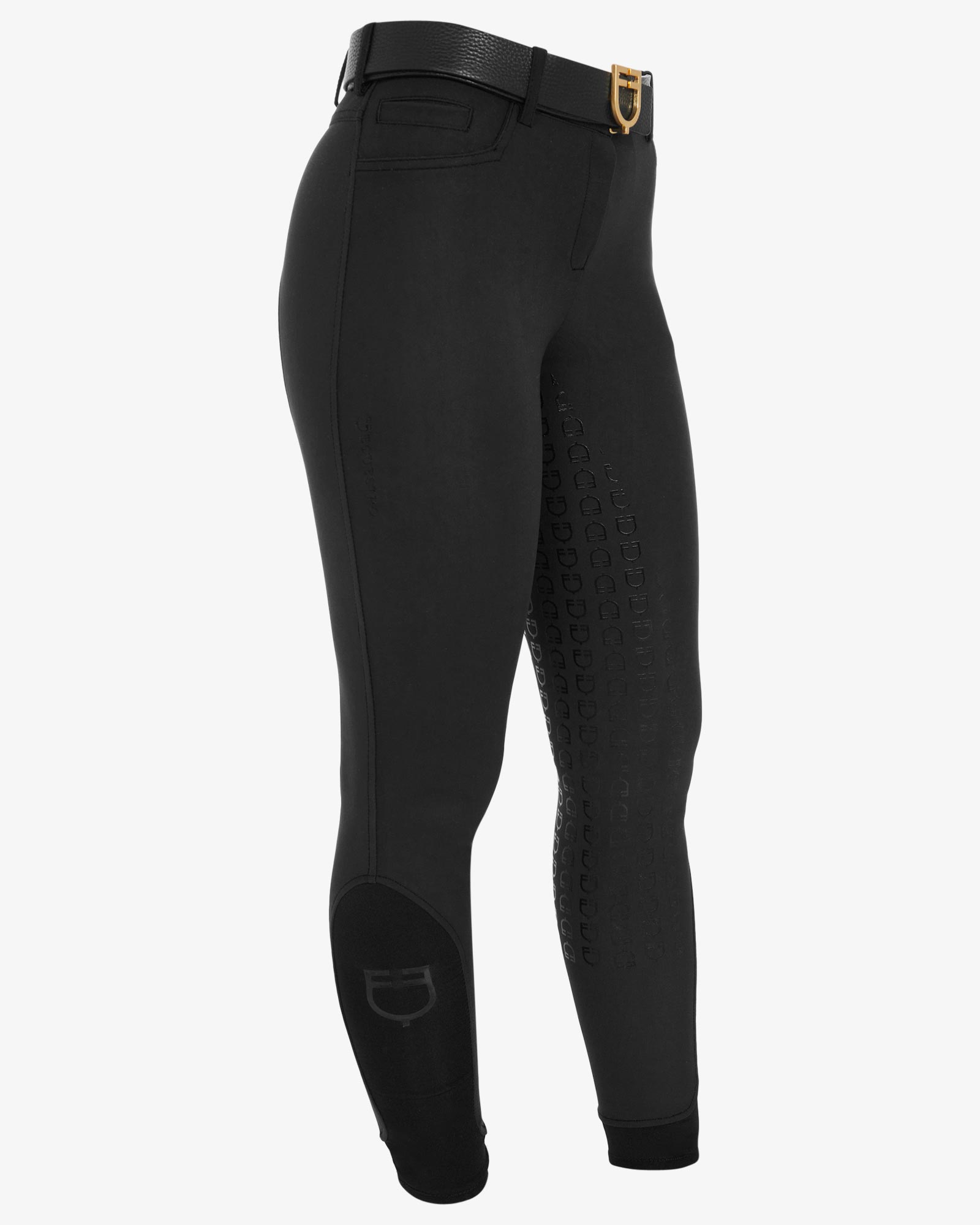 Equestro Women's Full Grip Slim Fit Breeches Black