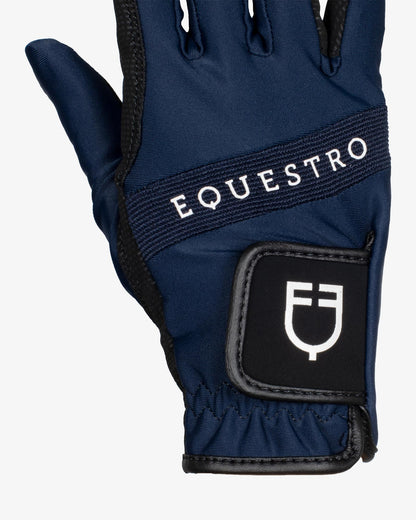 Equestro Gloves In Technical Fabric With Multicolor Logo Navy White