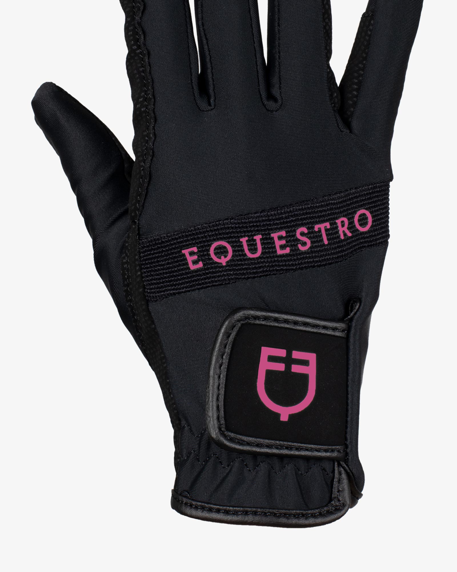Equestro Gloves In Technical Fabric With Multicolor Logo Black Fucsia