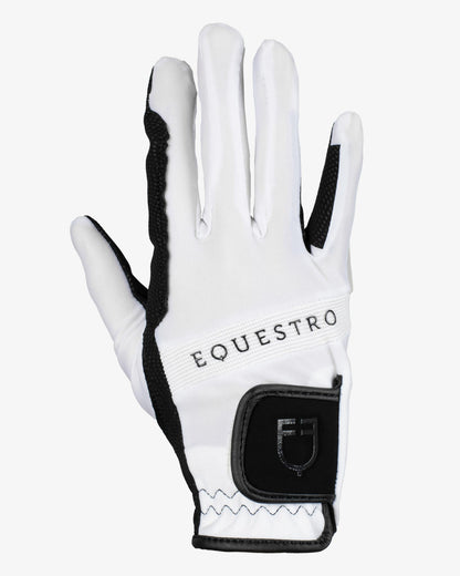 Equestro Gloves In Technical Fabric With Multicolor Logo White Black