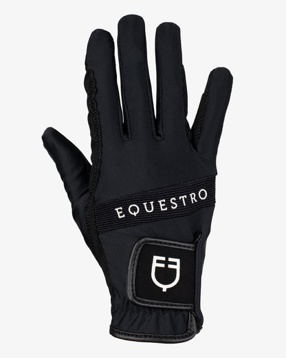 Equestro Gloves In Technical Fabric With Multicolor Logo Black White