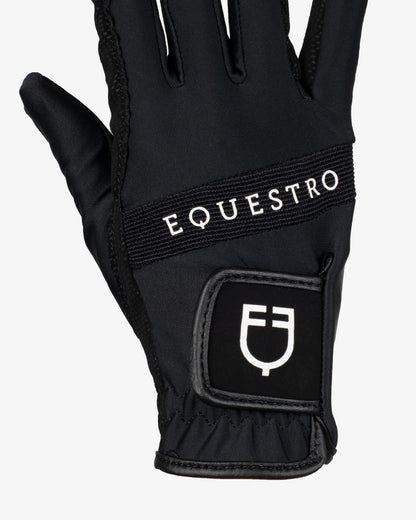 Equestro Gloves In Technical Fabric With Multicolor Logo Black White