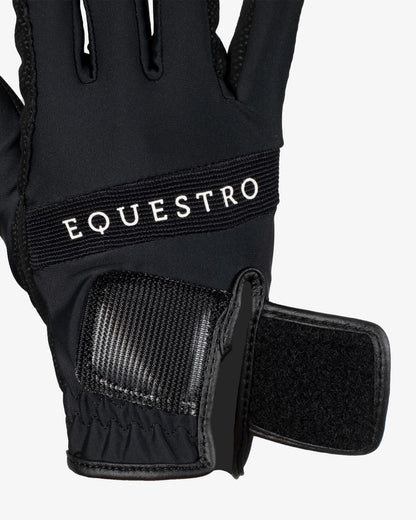 Equestro Gloves In Technical Fabric With Multicolor Logo Black White