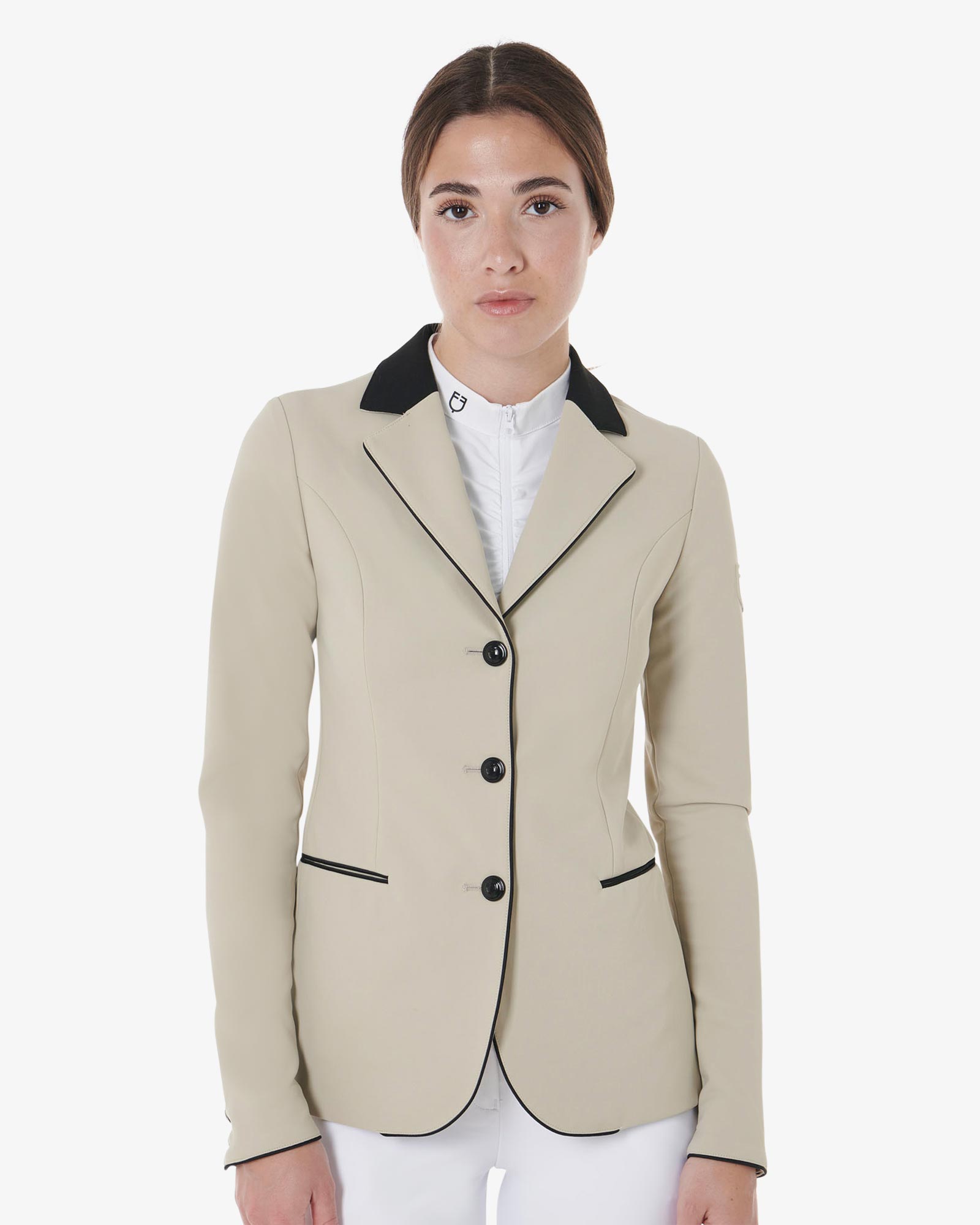 Equestro Women's Three Button Competition Jacket Oxford Tan - Clothing XS