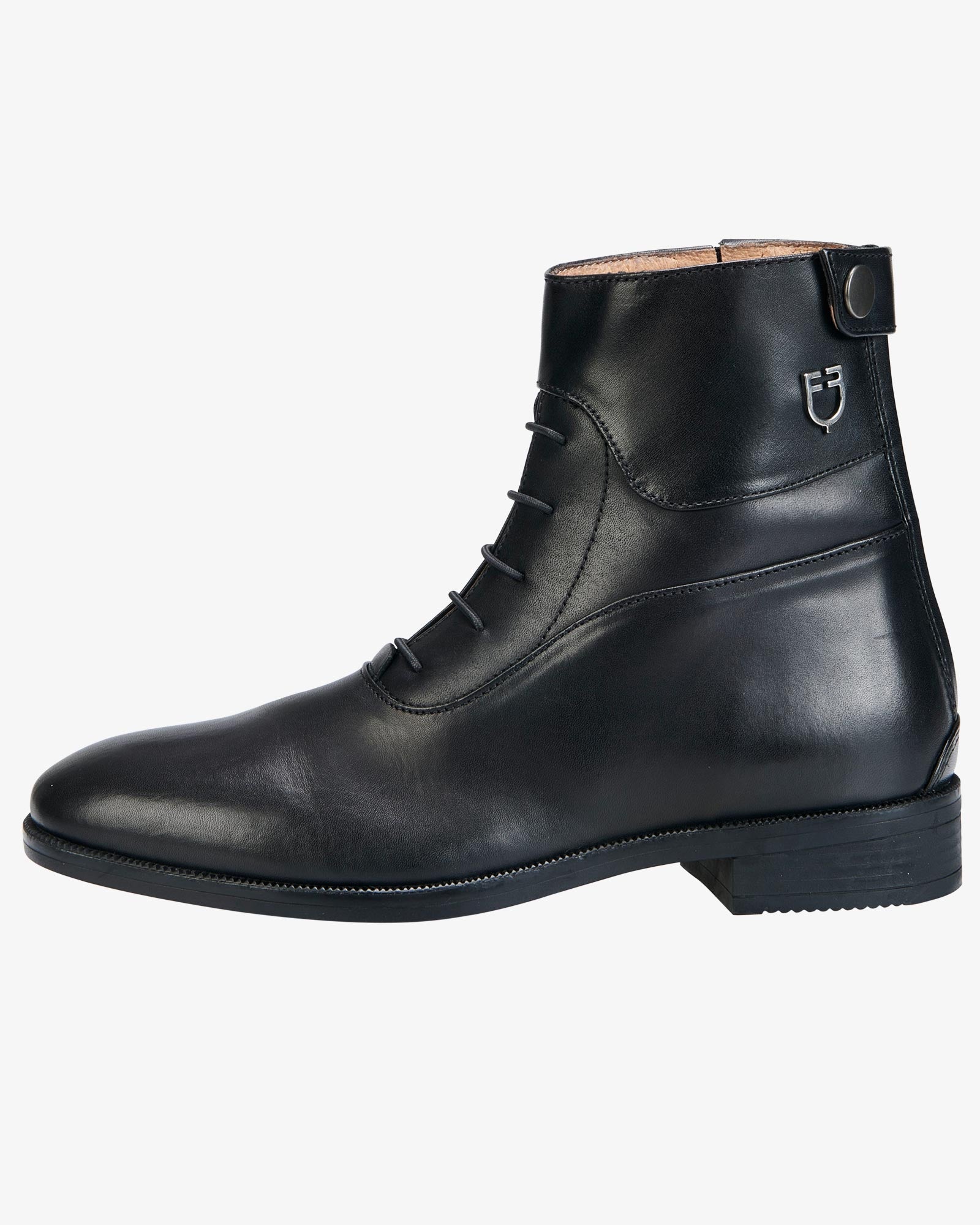 Equestro Vesuna black leather ankle boots, Jodhpur riding boots by Equiflair. Lace-up equestrian footwear.
