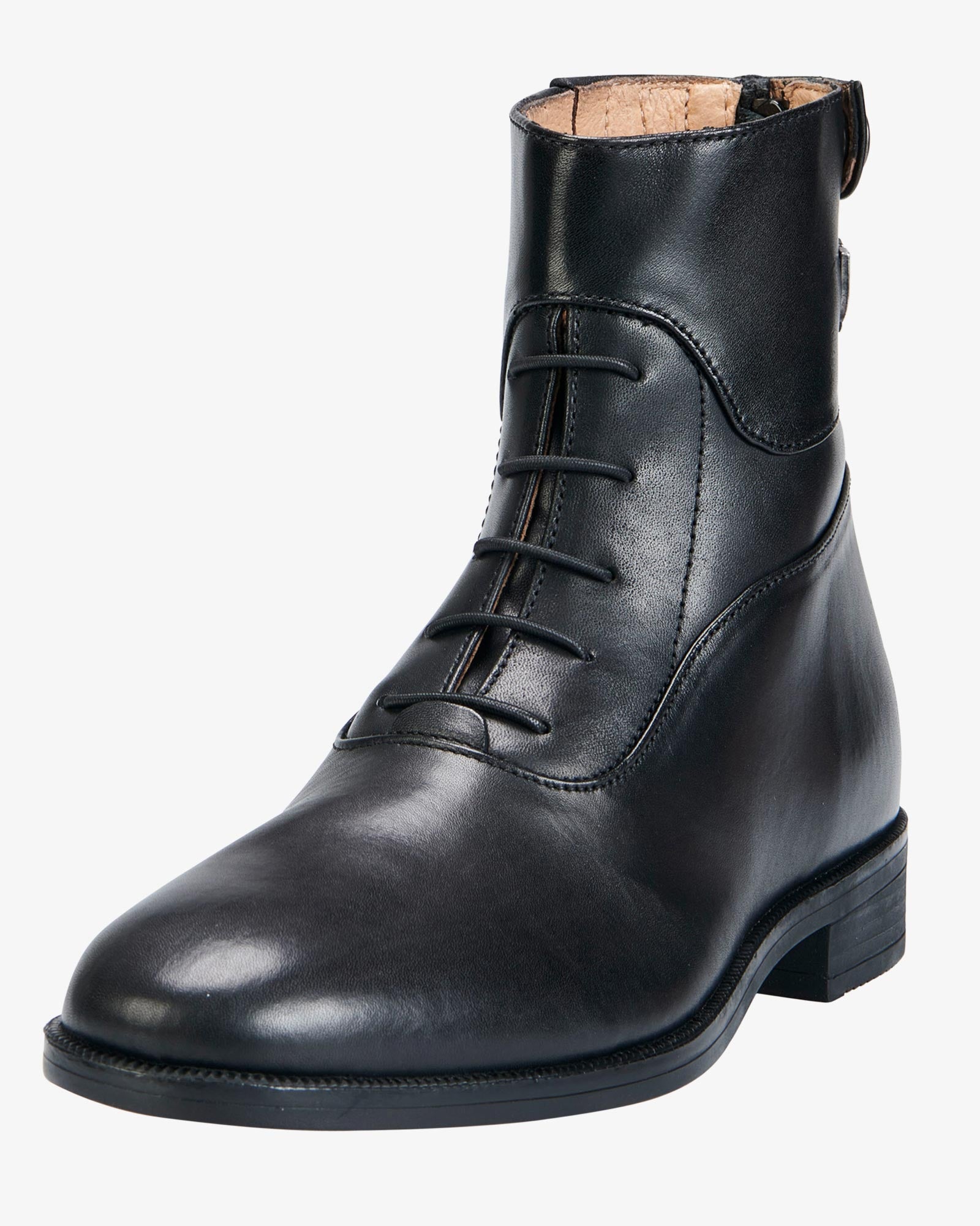 Equestro Vesuna Black Leather Ankle Boots with Laces | Stylish Equestrian Footwear