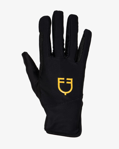 Equestro Women's Gloves In Special Elastane Fabric With Logo Black - Riding Gloves Clothing Gift XXS